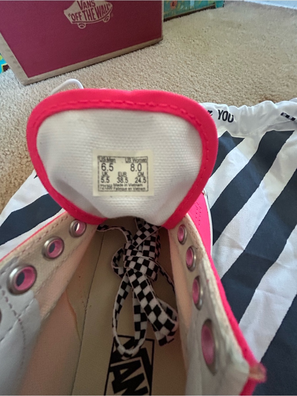 Vans Women's Neon Pink Checkerboard Platform Sneakers - Picture 6 of 7